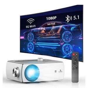 NexiGo WiFi Bluetooth Projector PJ10, 300ANSI, Native 1080P Movie Projector